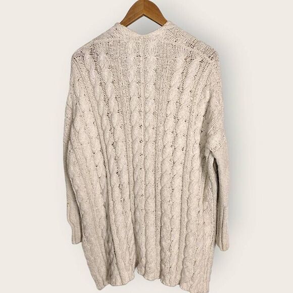 Free People Womens Sweater Sz Small Cotton Cable Knit Vneck Slouchy Oversized - Picture 2 of 12
